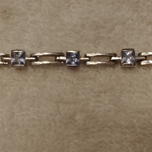 .925 SS & Aquamarine 7 1/4" Bracelet